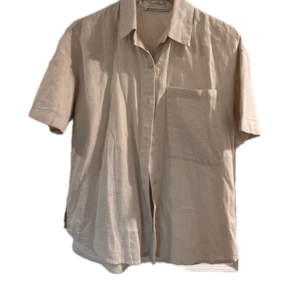 Abercrombie & Fitch Linen Oversize Casual Button Down Shirt